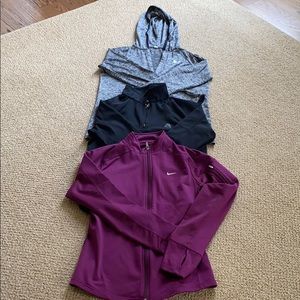 Lot of 3 exercise jackets by Nike and Under Armour